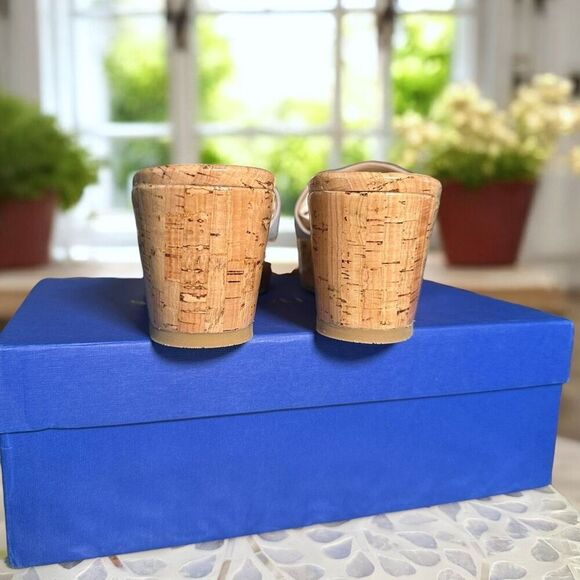 Stuart Weitzman $375 Summer Suede Leather Wedge Slide Sandals Cork Platform Slip - Picture 11 of 14